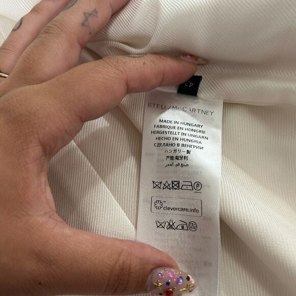 Stella McCartney Cream with White Lapel 1-Button Breast Pocket Blazer 42 / 12 - Picture 7 of 13